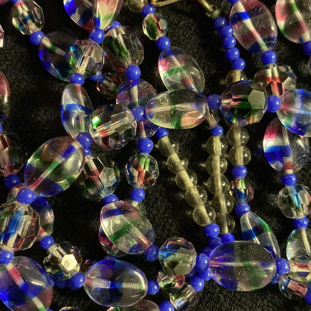 Multi blue crystal type beaded necklaces - set of 3